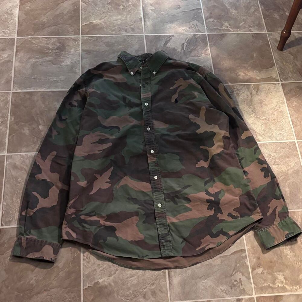 Polo by Ralph Lauren Green and Brown Camo Button-Down Shirt - Picture 3 of 5